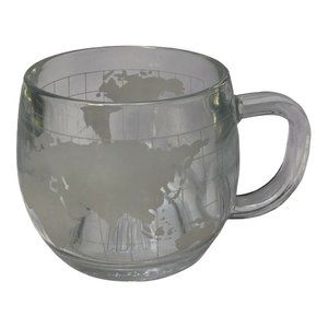 Vintage 1970's Nestle Nescafe Clear Glass Globe World Cup Mug Coffee Tea